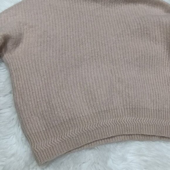 Joie Cashmere Ribbed L Turtleneck Sweater Cropped Beige Soft Pink - Picture 11 of 11